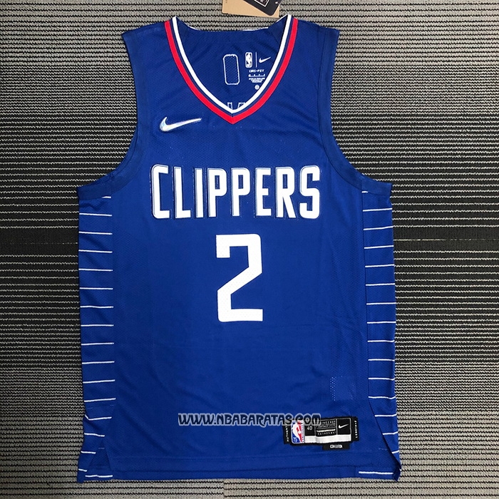 Camiseta Los Angeles Clippers Kawhi Leonard #2 Icon 2020-21 Autentico Azul
